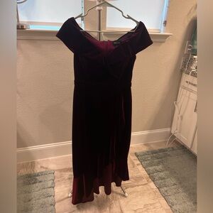 Xscape Burgundy Velvet Off-Shoulder Dress